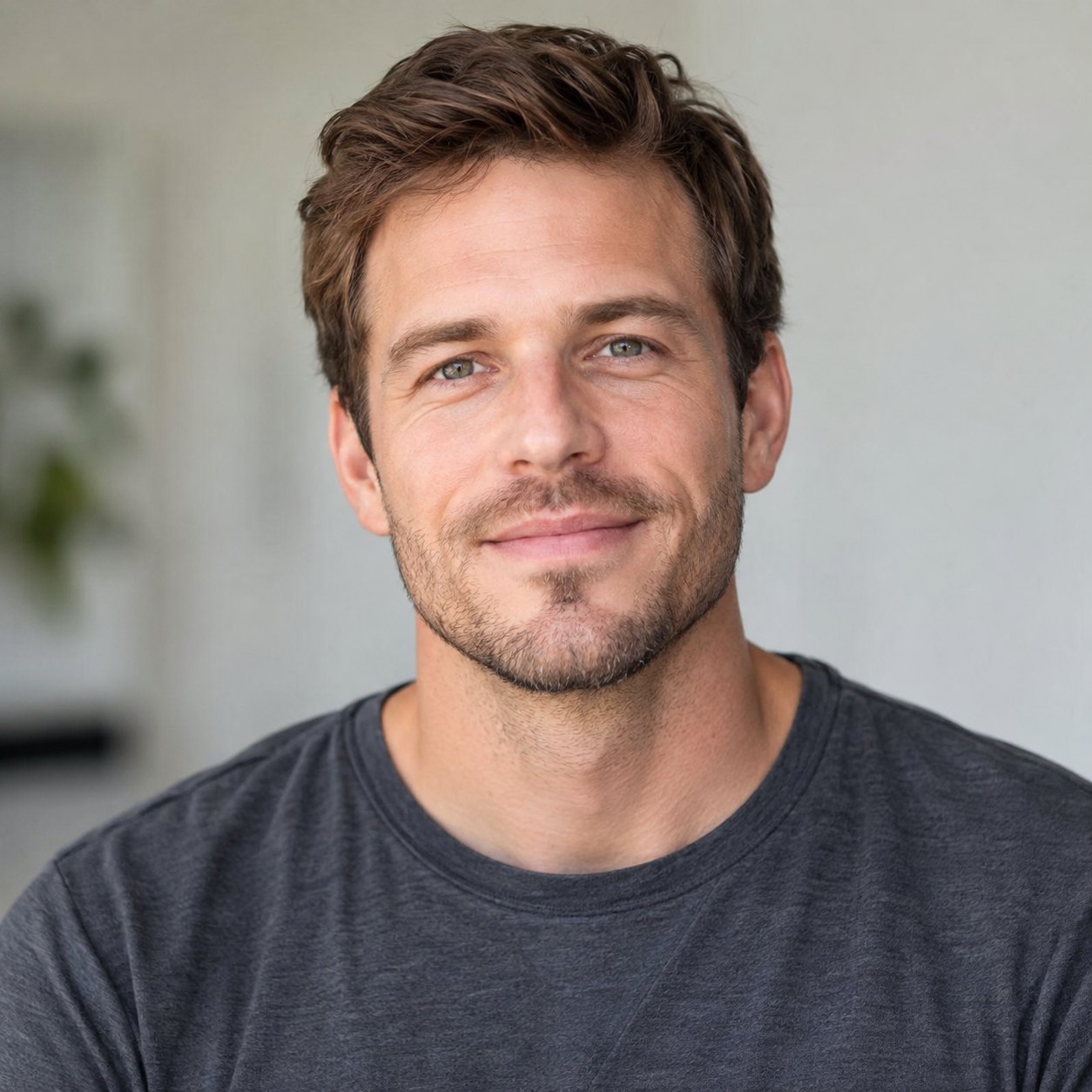 A smiling adult man